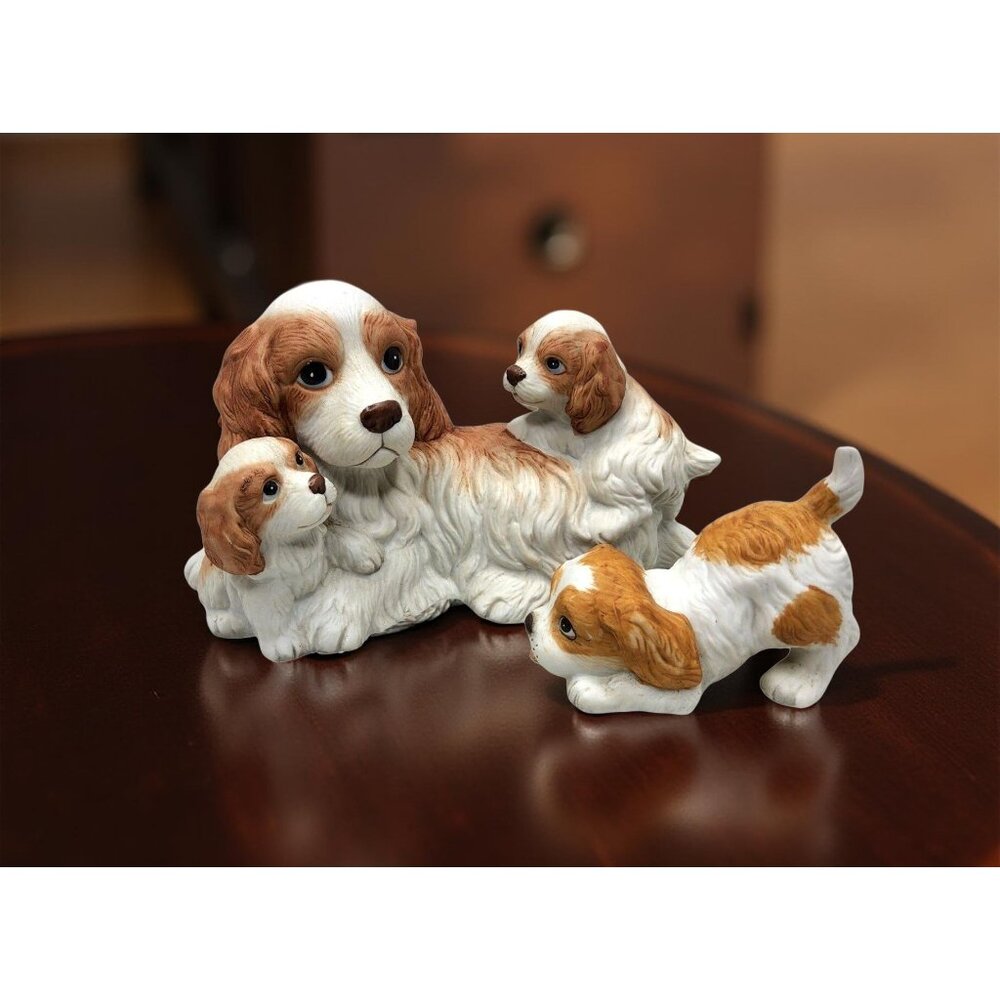 Vintage 1980s Homco English Cocker Spaniel Porcelain Figurines